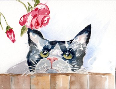 A Cat Named Yardley Original Watercolor SOLD Cards and prints are available.