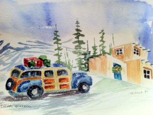 Sold. Woody in Paradise Original Watercolor, SOLD. Cards and prints available.