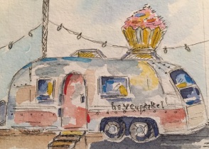 Trailer Heaven Original 5X7 Watercolor of Hey Cupcake! SOLD Cards and prints available