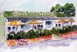 Farm to Table Decedence Original Watercolor of Hillside Farmacy. Cards and prints available.